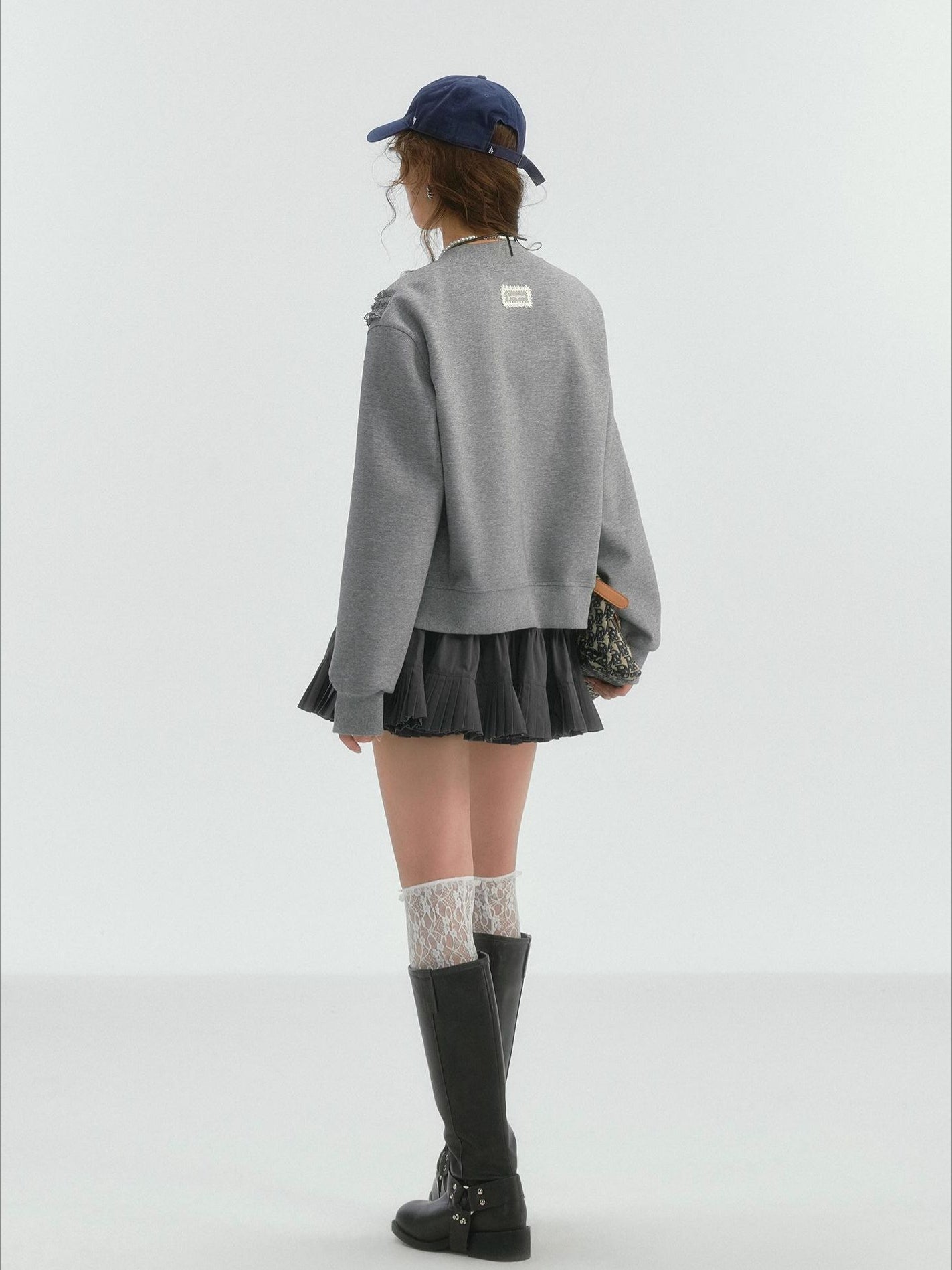 Lace‑Trim Baseball Jacket