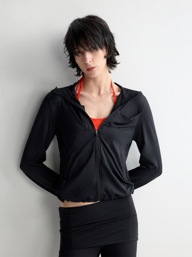 Hooded Drawstring Short Coat