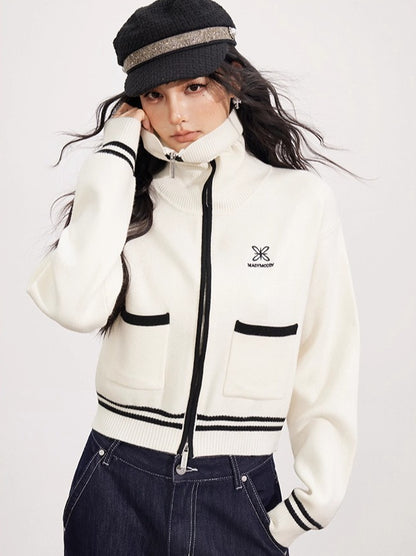 Off-white Contrast Knit Cardigan