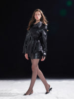 Vintage Oversized Waist-Cinching Leather Jacket