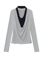 Layered Stripe Drape Top