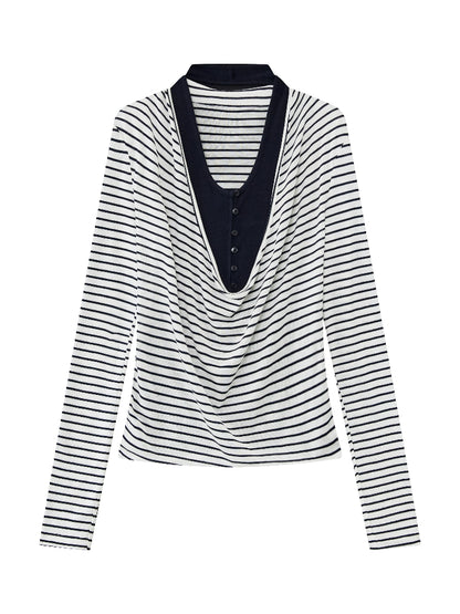 Layered Stripe Drape Top