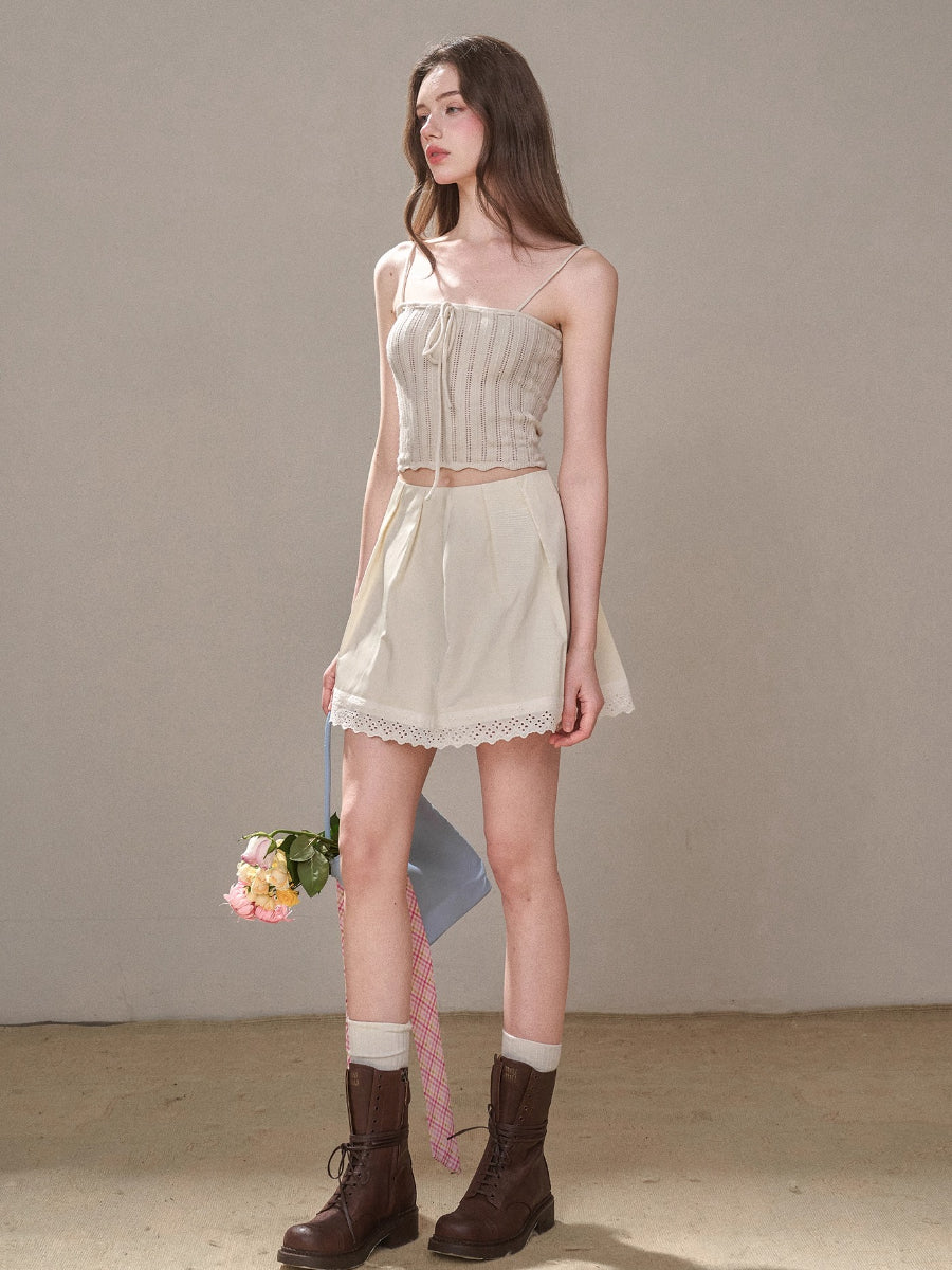 "A Cup of Milk" Relaxed Cotton Trench &amp; Skirt Set