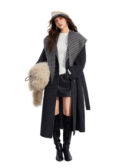 Plaid Shawl Wool Coat
