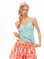 Two-Layer Colorblock Tie-Strap Vest Set