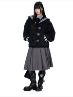 Navy Collar Toggle Jacket
