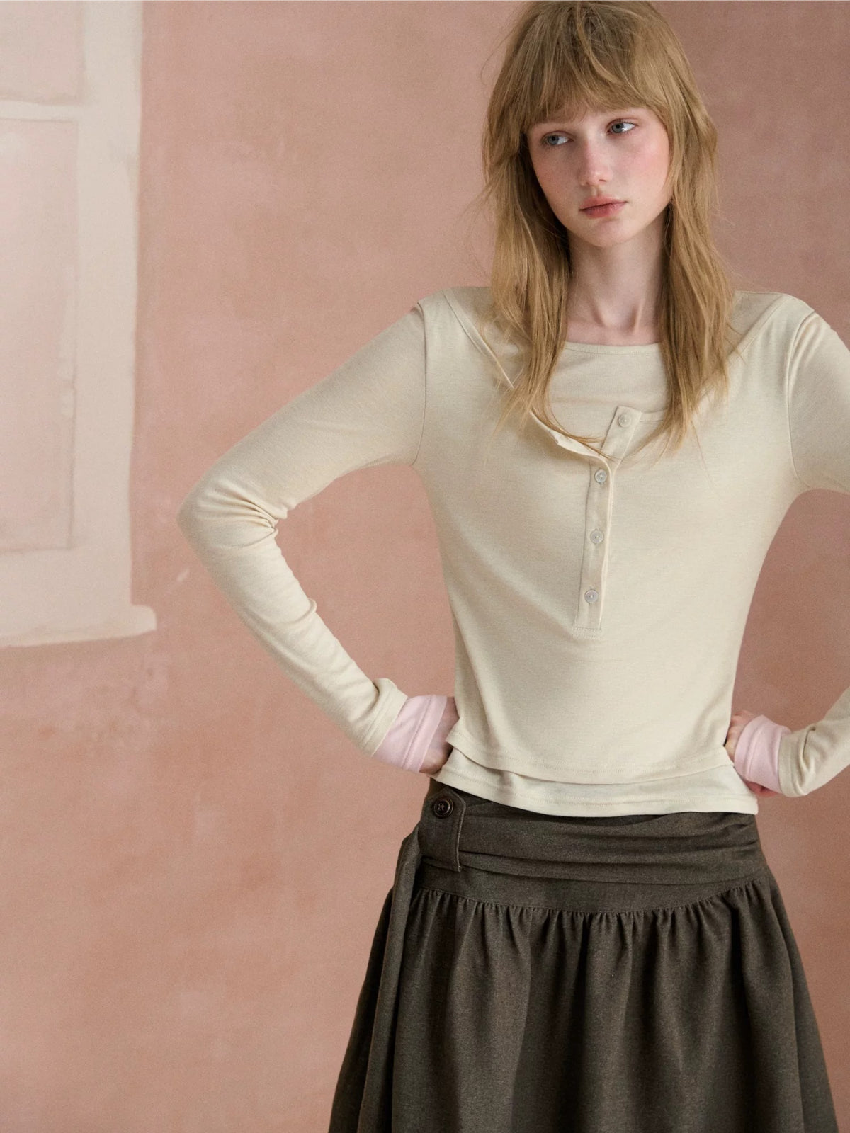 Contrast Cuff Layered Tee
