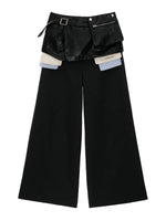 Structured Leather Waist Wide Leg Trousers