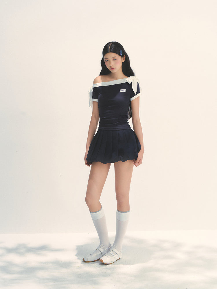 Asymmetric Shoulder Slimming Short-sleeve T-Shirt