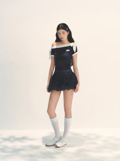 Asymmetric Shoulder Slimming Short-sleeve T-Shirt