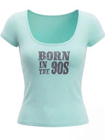 Korean Mint Graphic Slim T Shirt