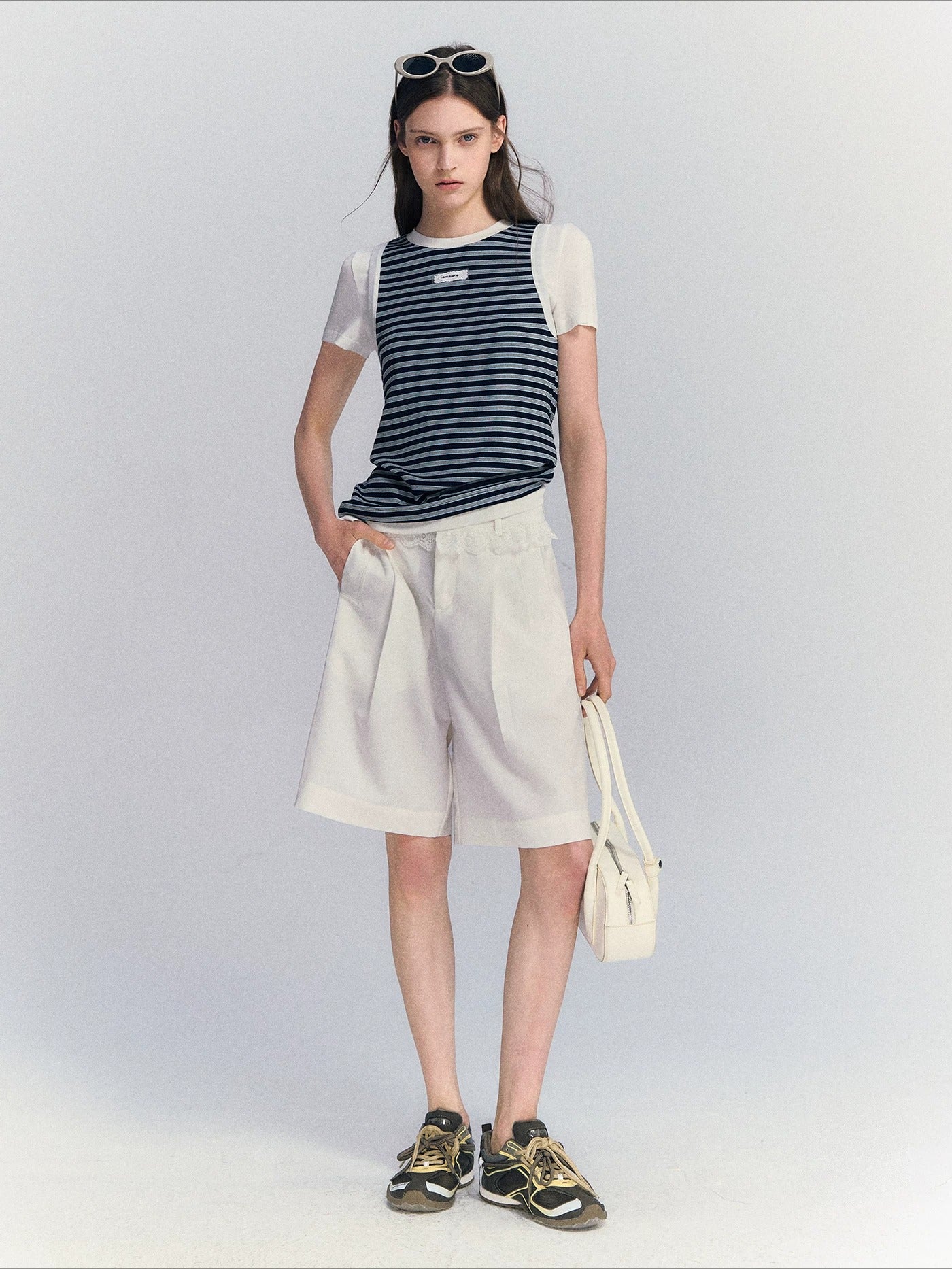 Lace Waist Bermuda Shorts