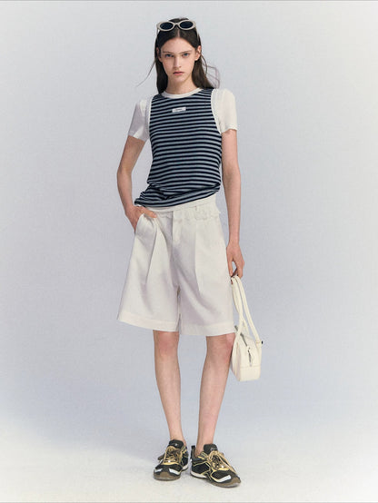 Lace Waist Bermuda Shorts
