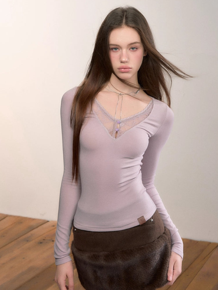 Modal Lace V-Neck Top