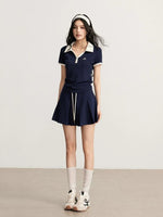 Contrast Polo & Skirt Set