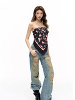 Air Garden Satin Scarf Top