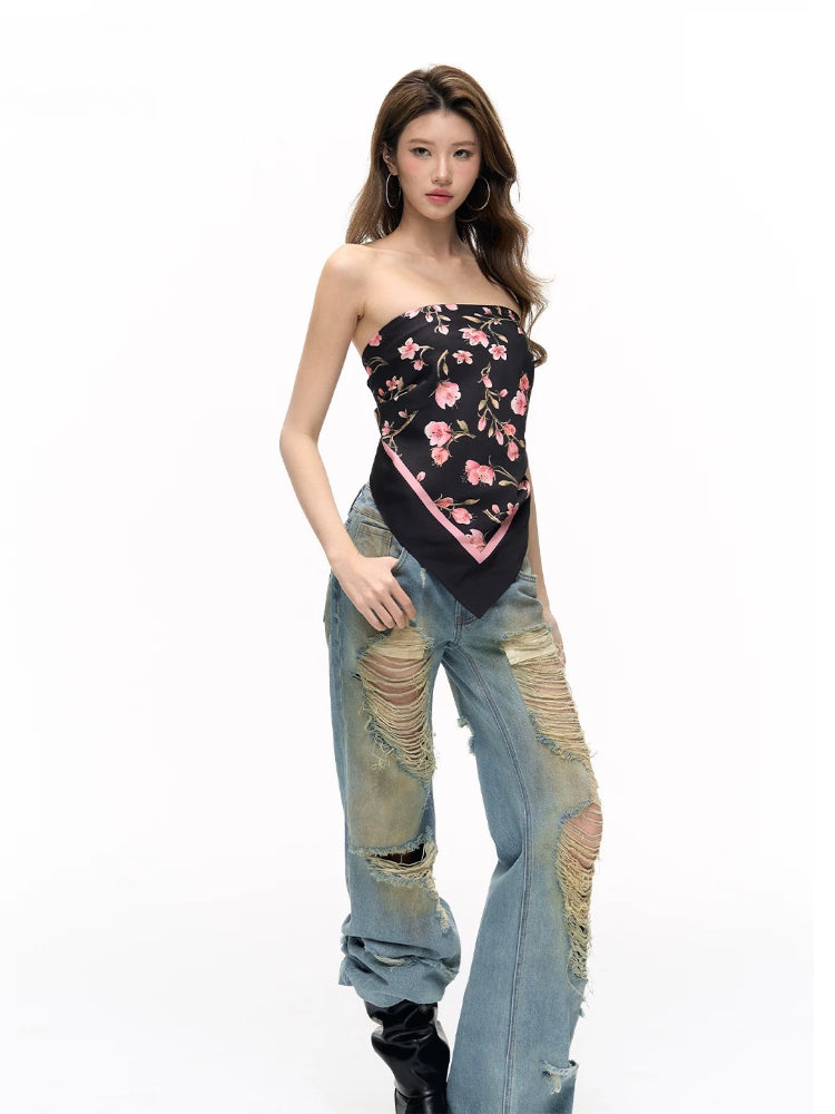 Air Garden Satin Scarf Top