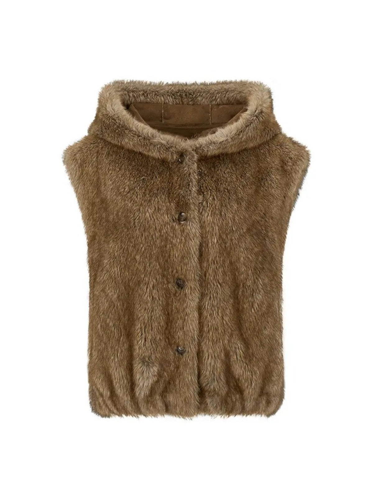 Vintage Hooded Faux Fur Vest