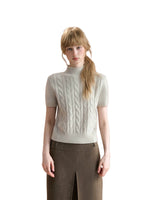 Cable Lace Collar Knit Tee