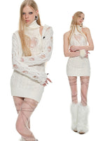 Cable Knit High-neck Dress