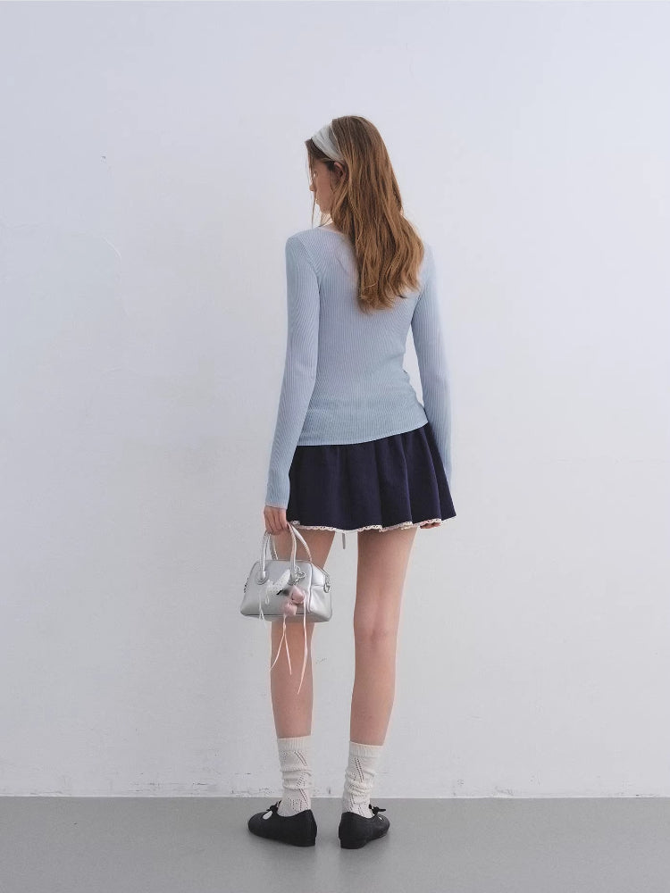 Lace Trim Jacquard Skirt