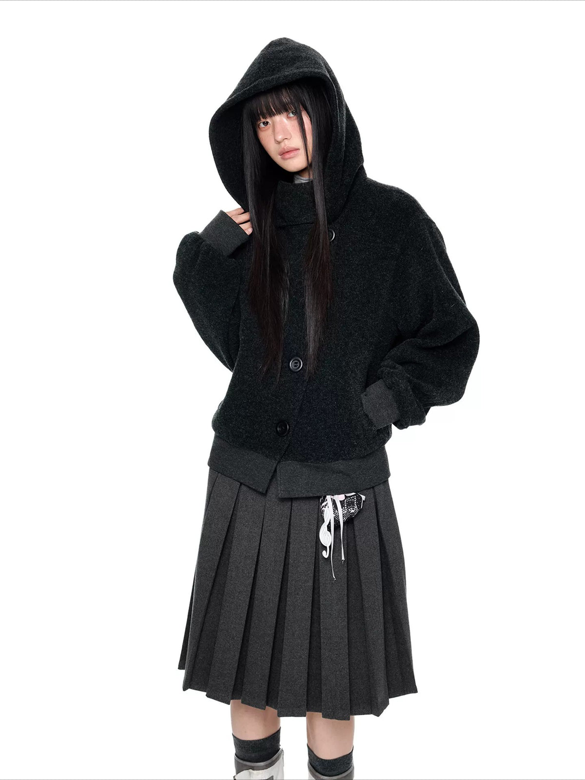 Hooded Button Jacket