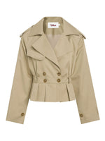 Double Breasted Pleated Trench Jacket