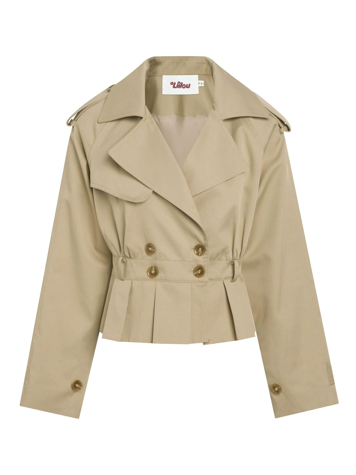Double Breasted Pleated Trench Jacket