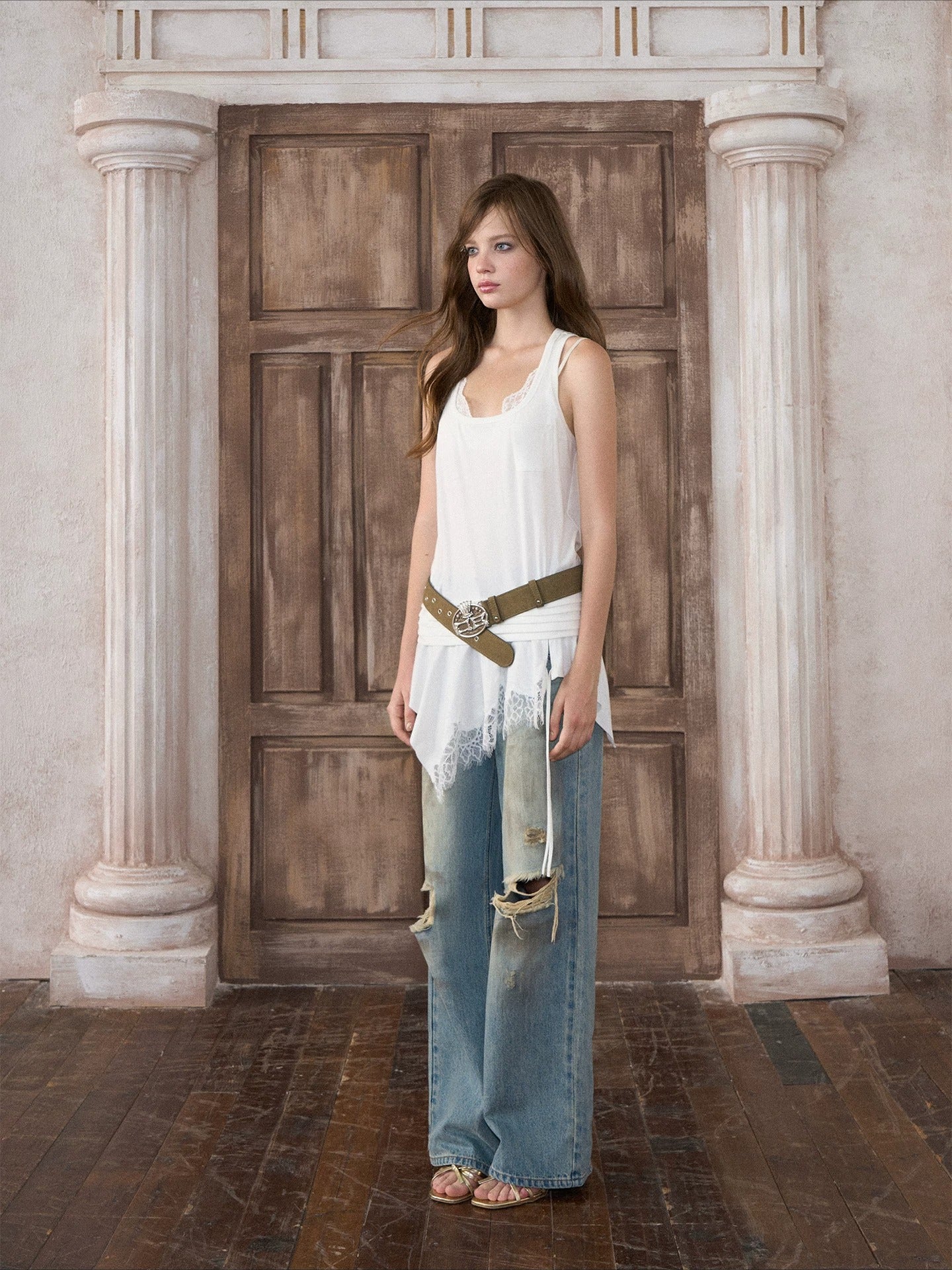 Asymmetrical Lace U-Neck Camisole