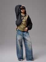 Oversized Star Panel Balloon Hem Hoodie