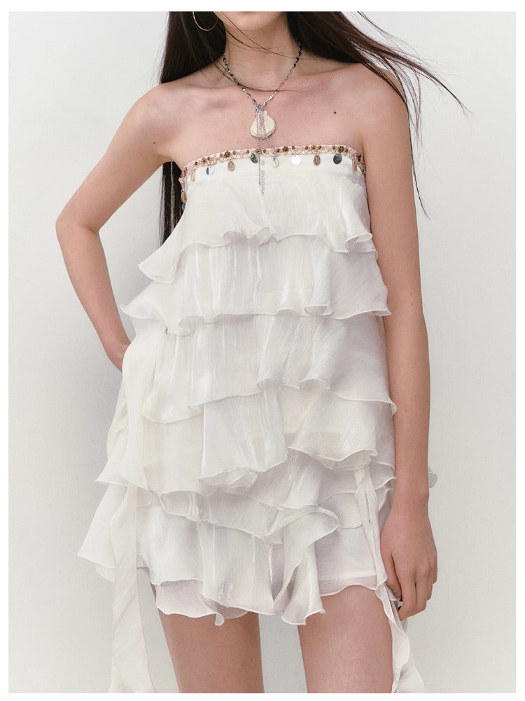 Ribbon-Strap Cake Top &amp; Skirt Set