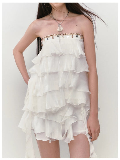 Ribbon-Strap Cake Top &amp; Skirt Set