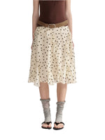 Polka Dot Ruffle Midi Skirt