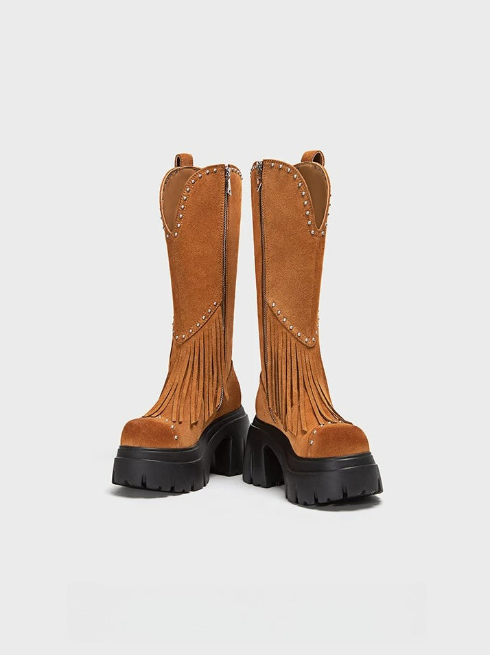 Studded Fringe Cowboy Boots