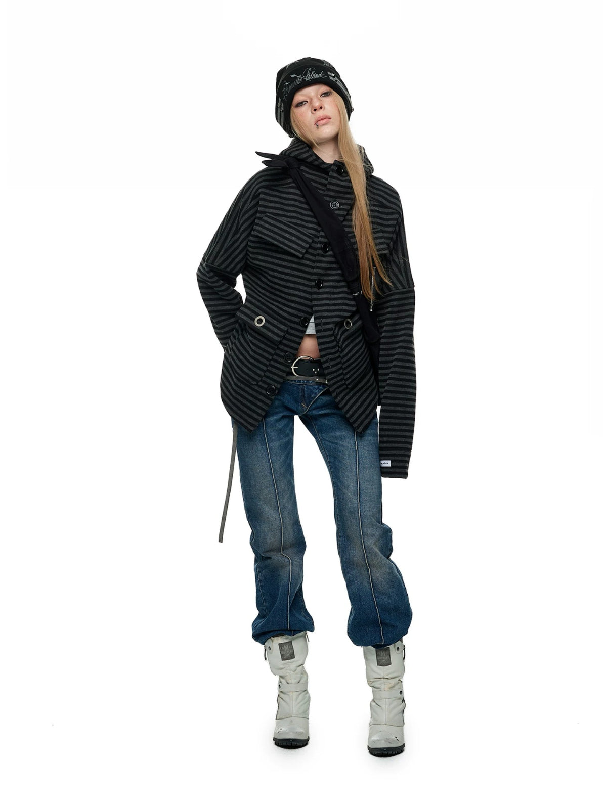 Vintage Striped Fleece Hooded Jacket