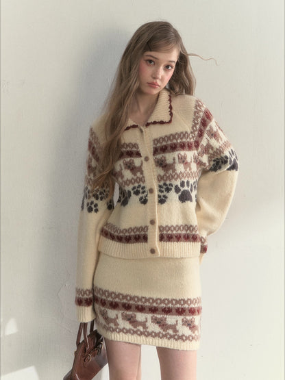“Fair Isle Pup” Vintage Knit Set