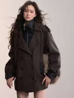 Contrast Splicing Double-Layer Blazer Coat