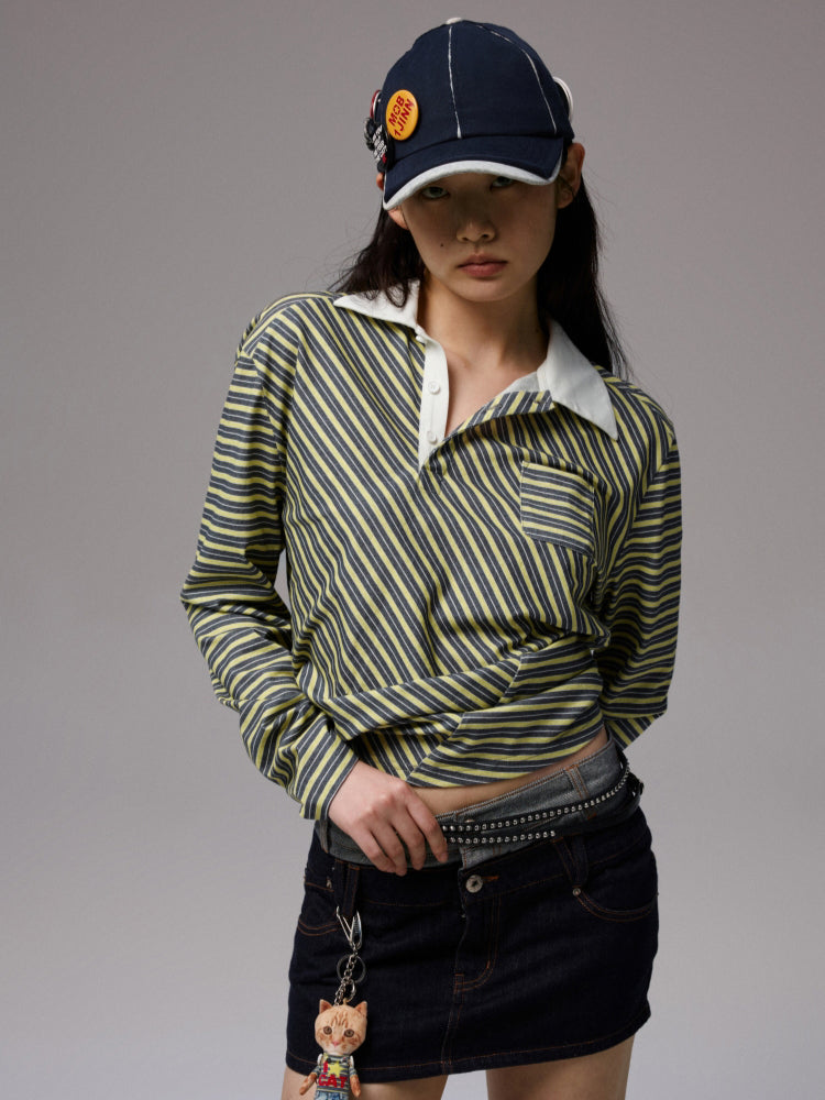 Fake Two-Piece Spliced Double Waistband Skirt
