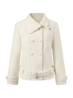 Diagonal Collar Double-Breasted Wool Coat