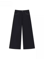 Wave Embroidered Wide-Leg Pants