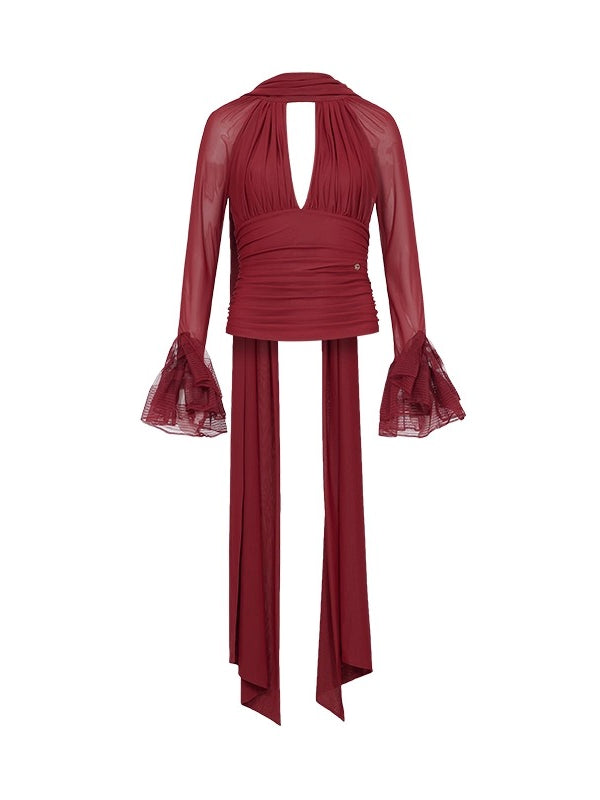 Nina Halter Neck V-neck Short Fitting Top