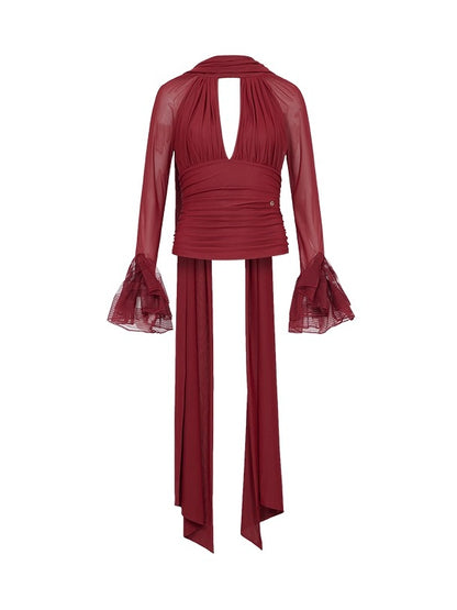 Nina Halter Neck V-neck Short Fitting Top