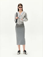 Double Veil Knit Midi Skirt