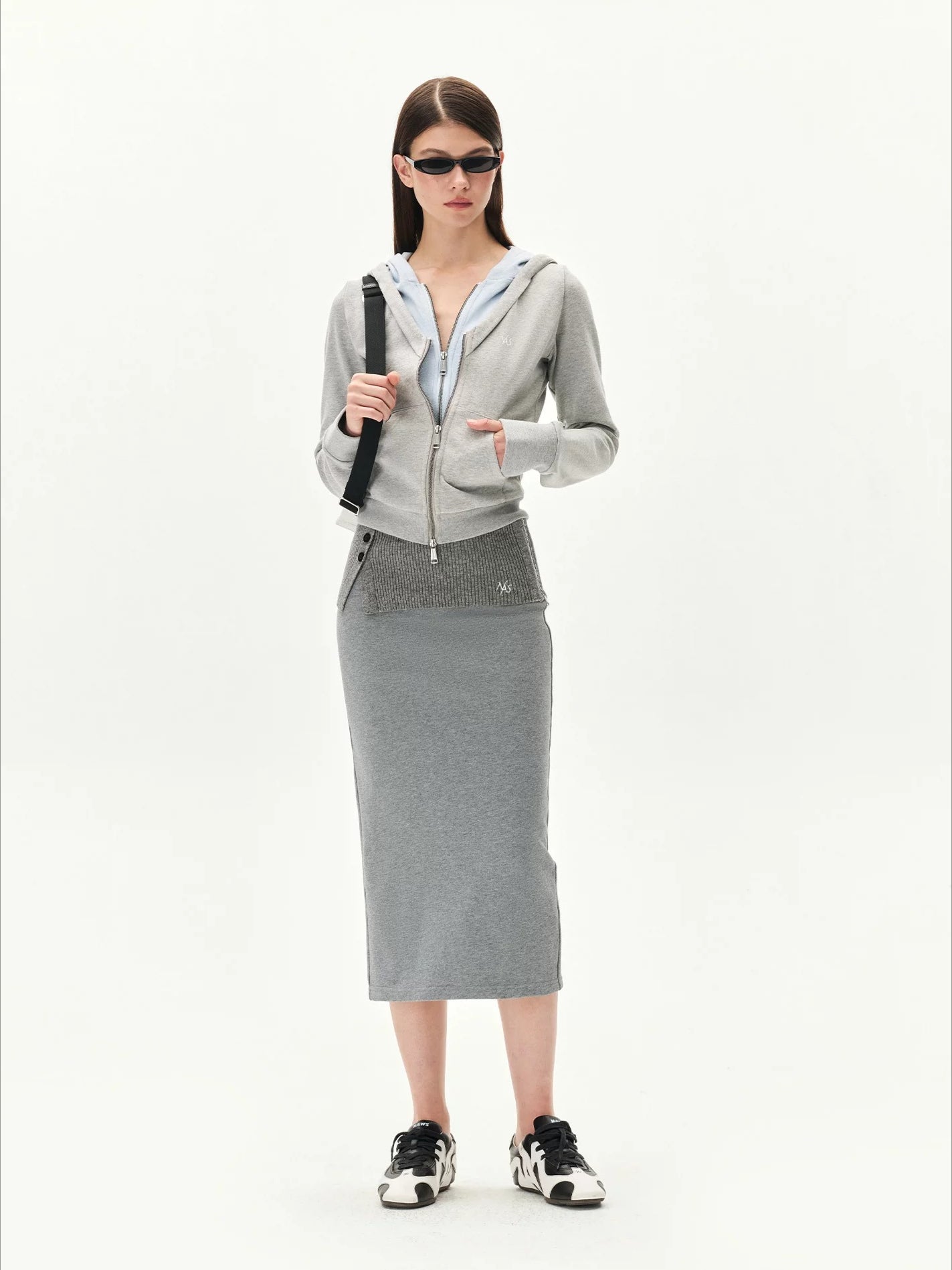 Double Veil Knit Midi Skirt