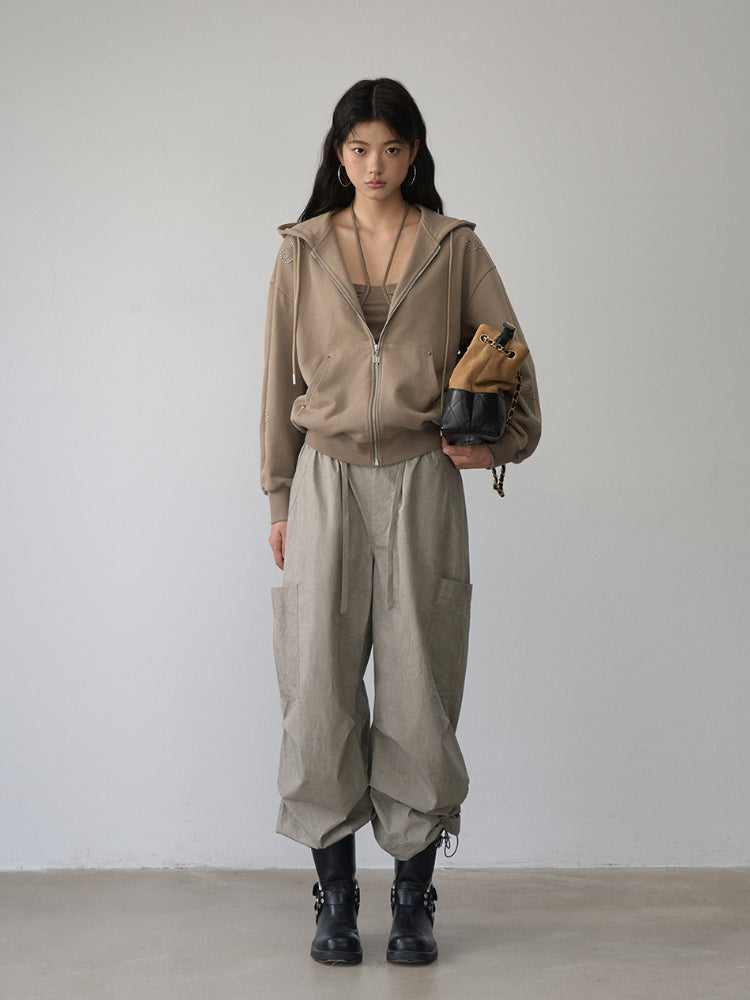 Rivet Loose Zip-up Hoodie