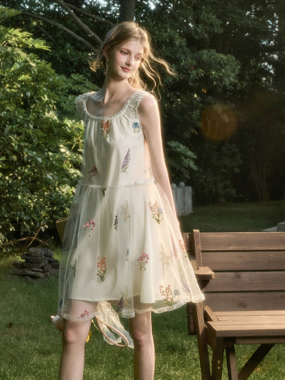 Chiffon Floral Embroidered Dress