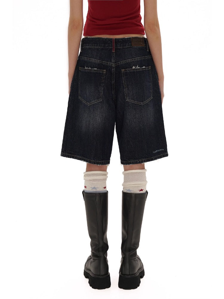 Vintage Cat Whisker Spray Camouflage Denim Capri &amp; Pants