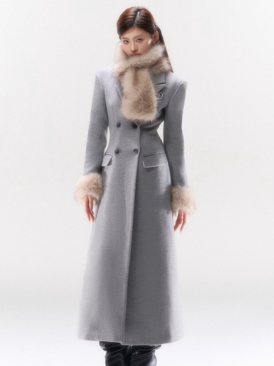 Wool-Blend Hourglass Double-Breasted Coat