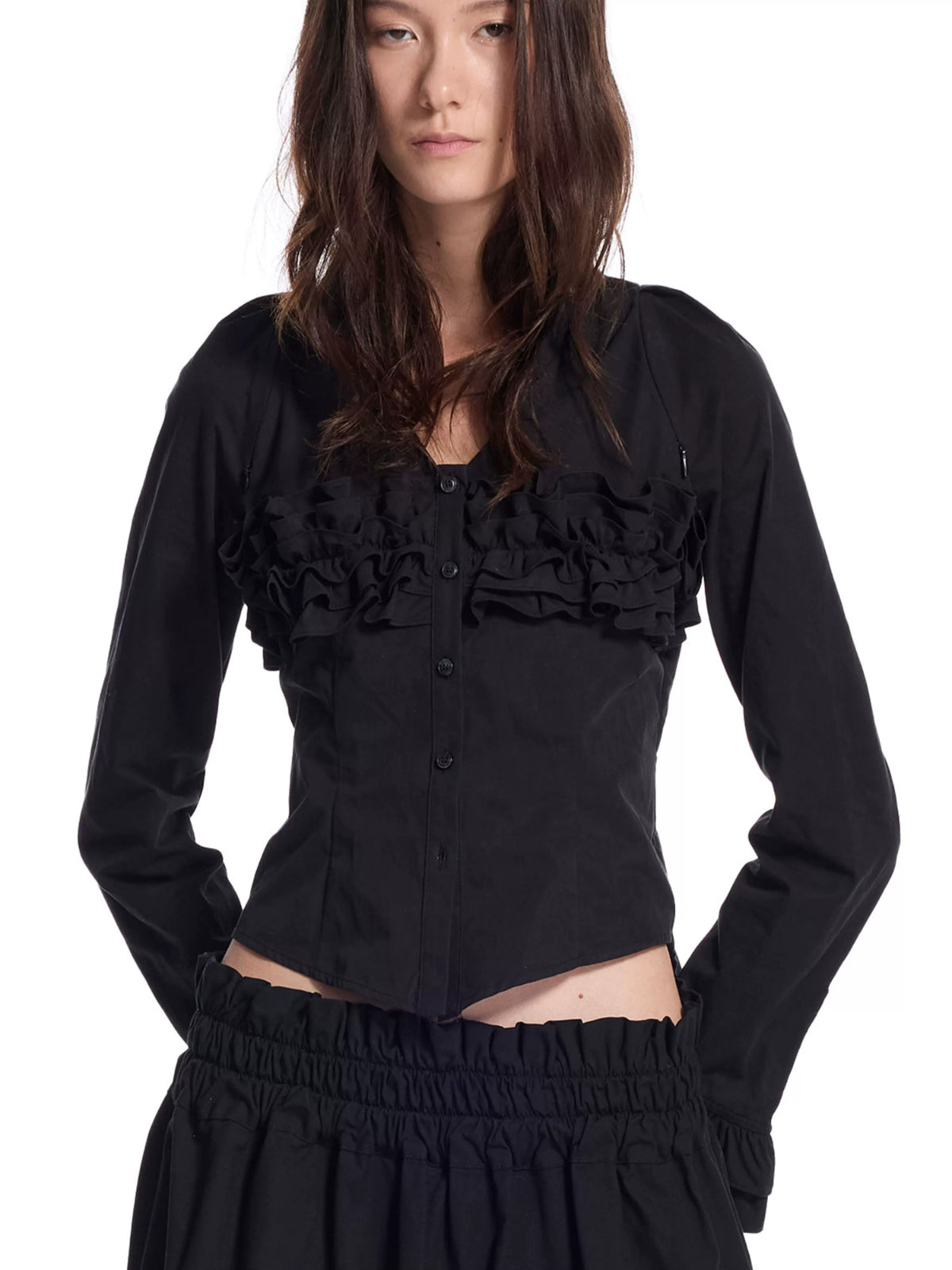 Layered Ruffle Puff Sleeve Shirt