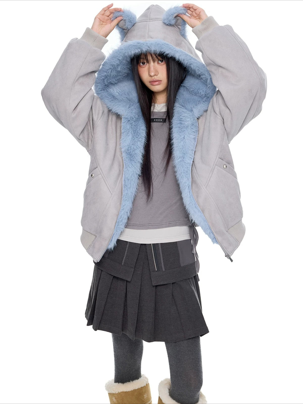 Faux Suede Cat Ear Jacket